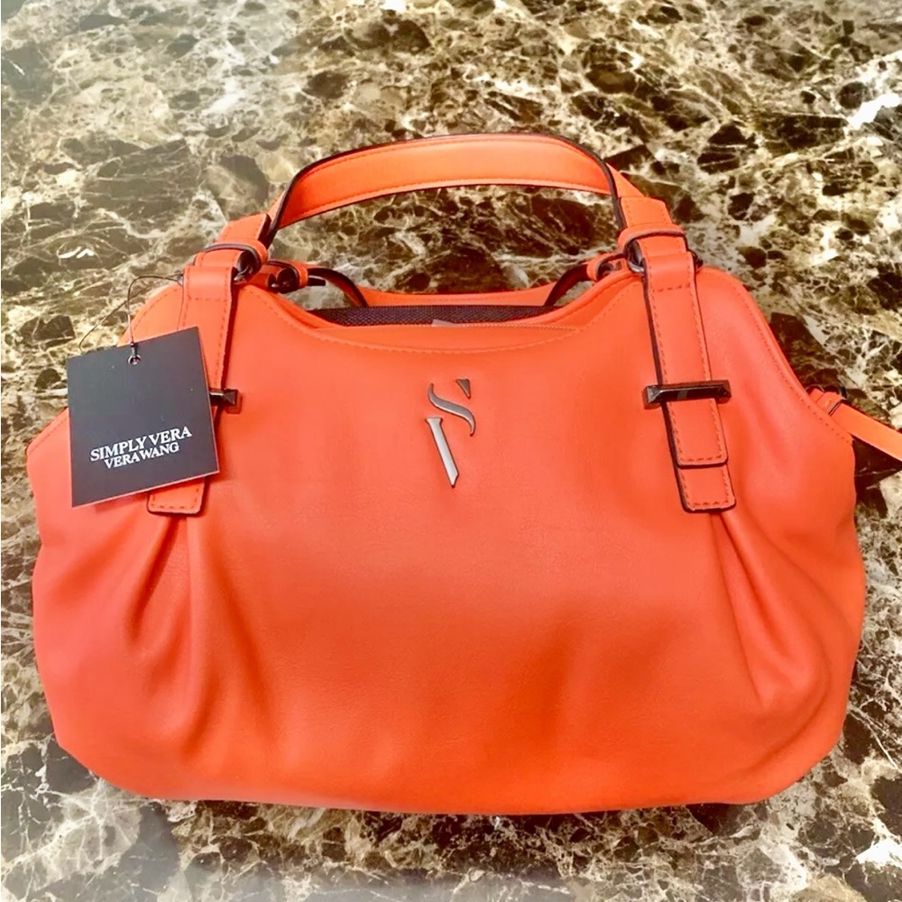 Simply Vera Vera Wang Orange Hibiscus Buena Satchel NWT